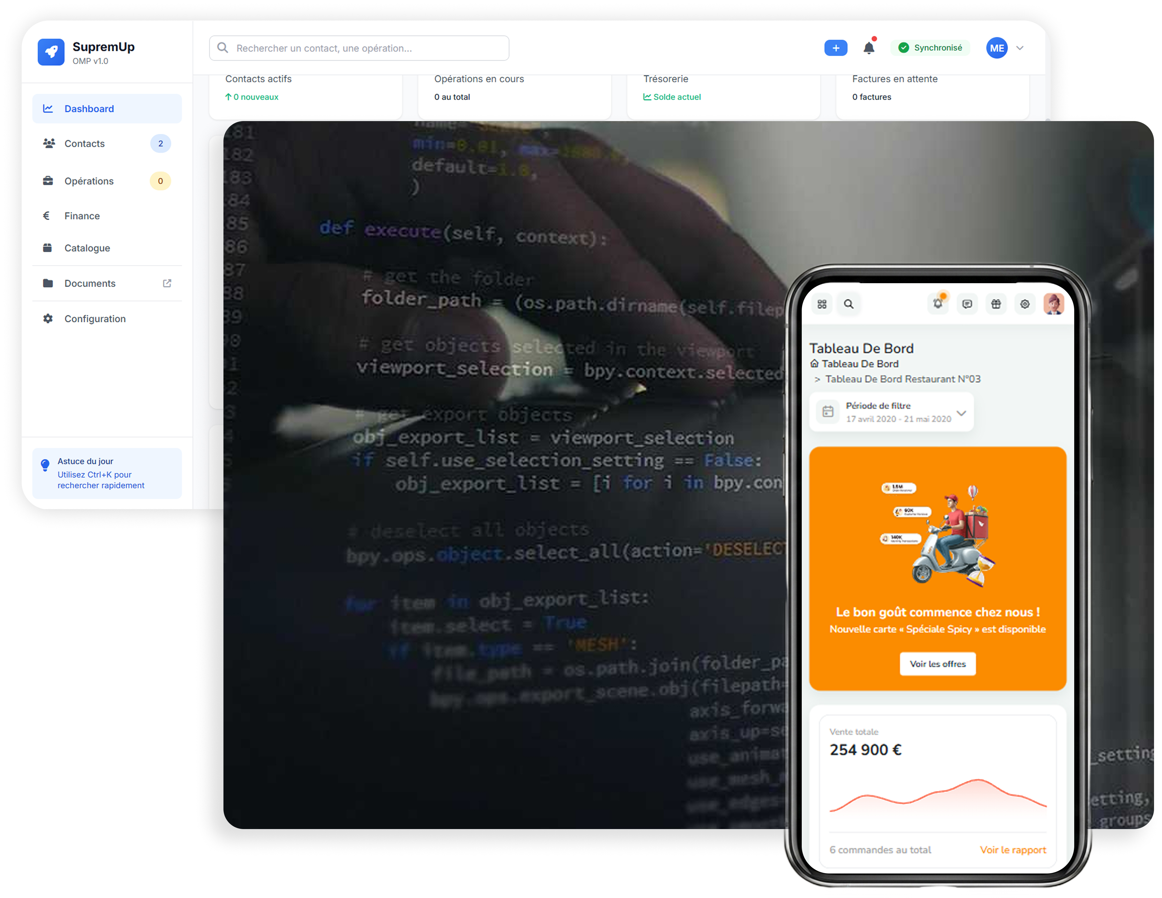 Plateforme SupremUp OMP avec tableau de bord et application mobile